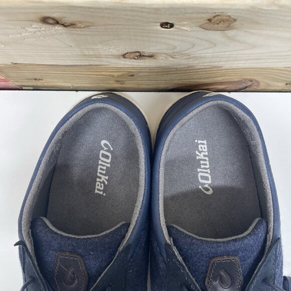 OluKai Puliki Drop-In Heel Casual Cotton Shoes Men’s Size 11.5 Indigo Suede - Picture 10 of 12